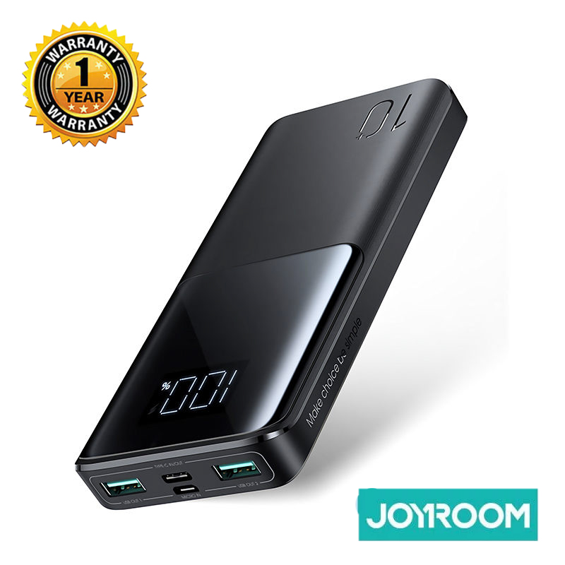 JOYROOM vésztöltő 2 USB/Type-C/lightning (10000mAh, 22.5W, PD gyorstöltő 3.0) FEKETE